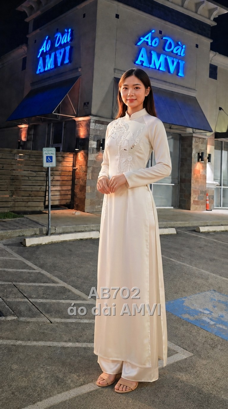 Groom's red áo dài with embroidery for a Vietnamese wedding — bridal áo dài with beadwork — cream