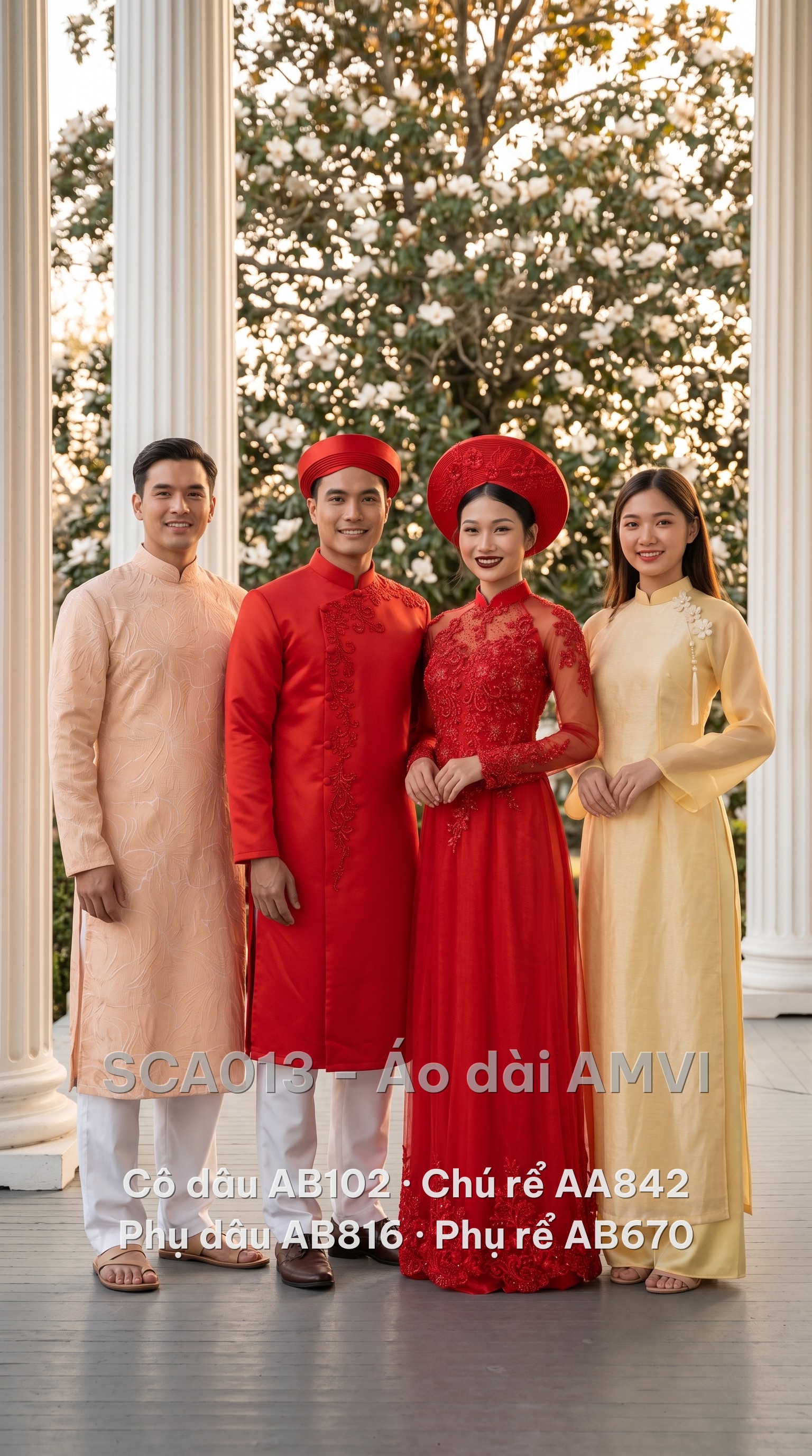 Set đám cưới Kim Sa SCA013 — cô dâu, chú rể, phụ dâu, phụ rể