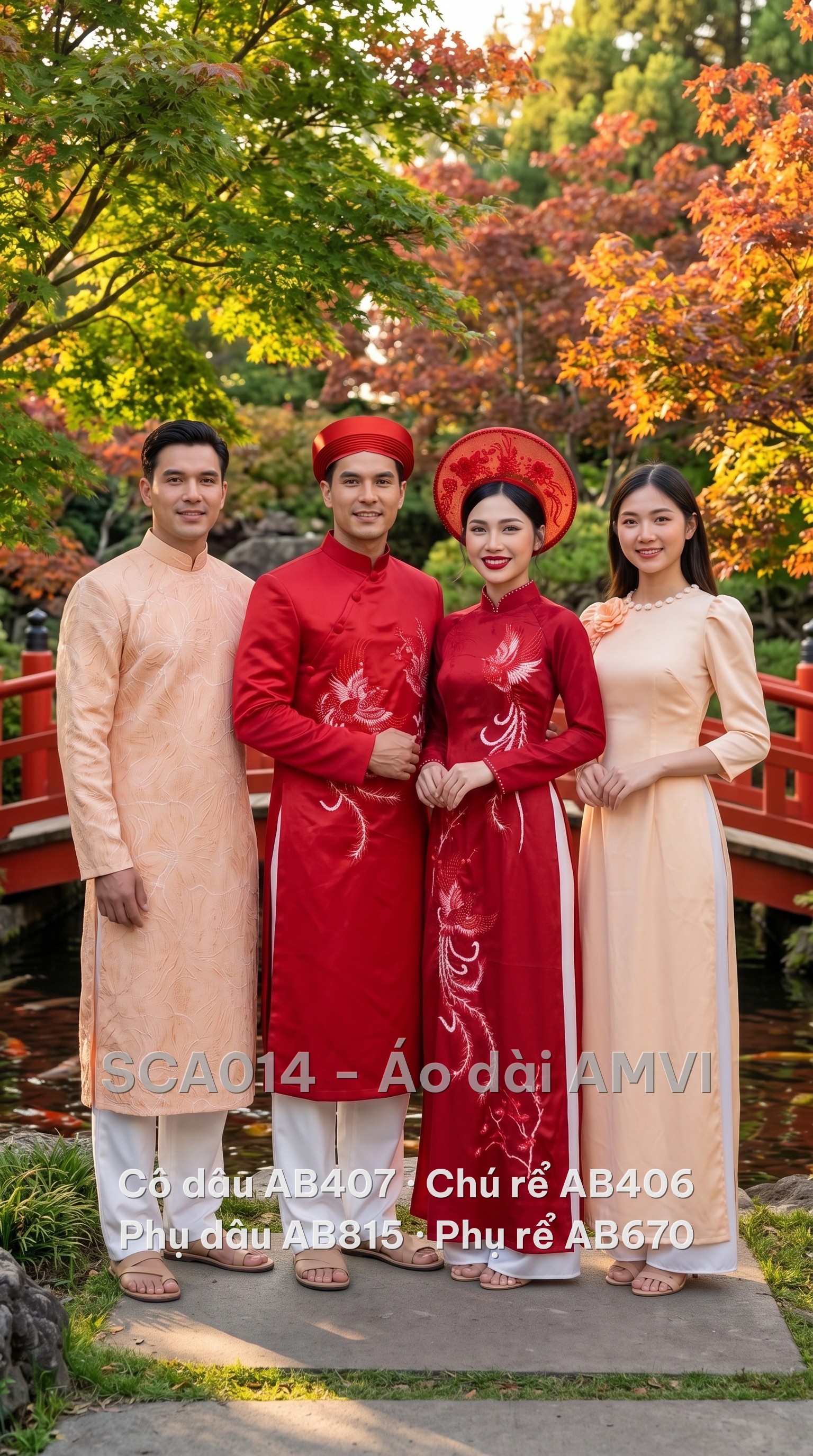 Set đám cưới Phượng Hoàng SCA014 — cô dâu, chú rể, phụ dâu, phụ rể