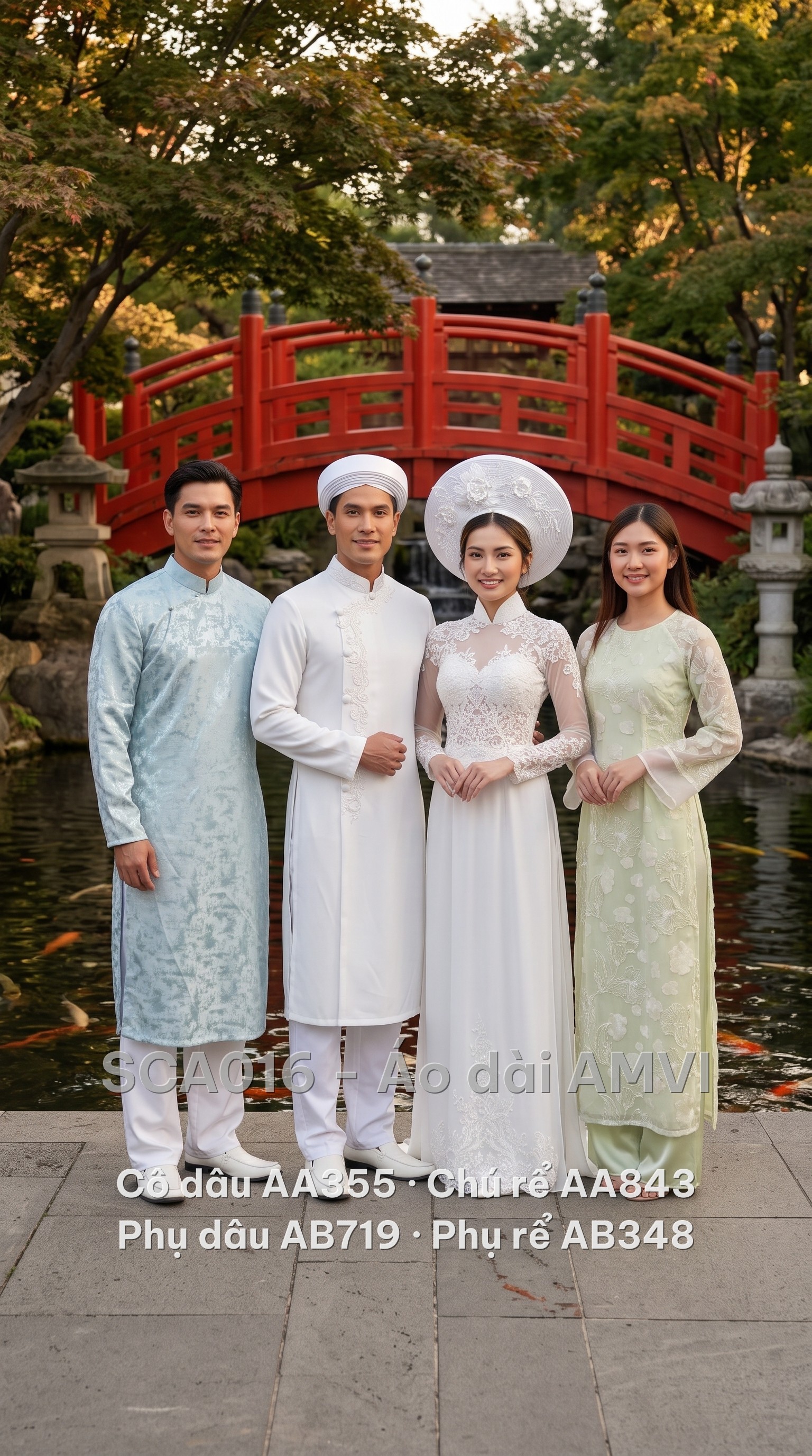 Bạch Hoa Wedding Set SCA016 — bride, groom, bridesmaid and groomsman